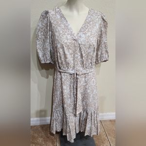 Calvin Klein Puff-Sleeve Belted Dress Size 8